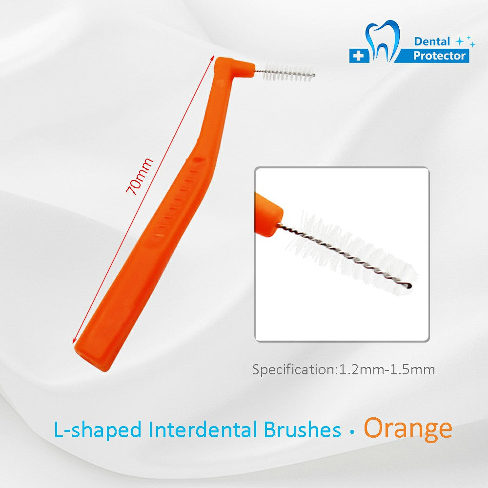 L-Brush Protector Angle Interdental Brushes, Dental Brushes for Between Teeth and Gums, Brush Micro Tight Cleaner, Plaque Removal, 5 Count