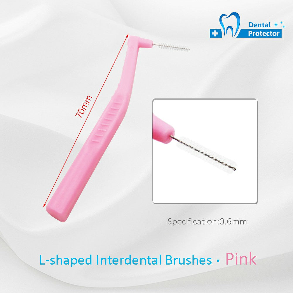 L-Brush Protector Angle Interdental Brushes, Dental Brushes for Between Teeth and Gums, Brush Micro Tight Cleaner, Plaque Removal, 5 Count