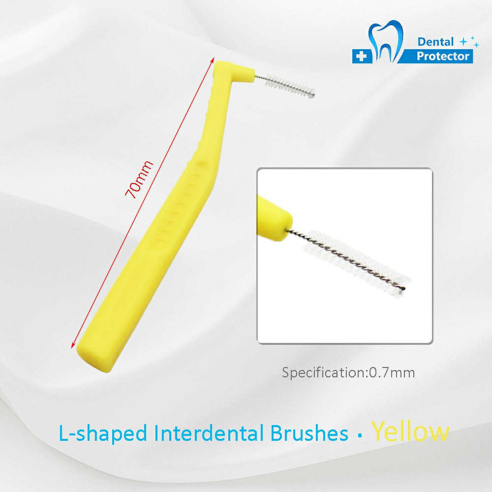 L-Brush Protector Angle Interdental Brushes, Dental Brushes for Between Teeth and Gums, Brush Micro Tight Cleaner, Plaque Removal, 5 Count