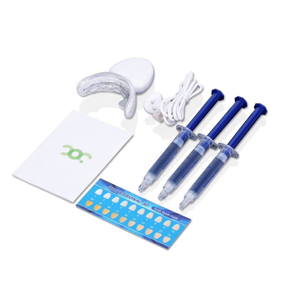 Protector Teeth Whitening Kit with LED Light at Home for Sensitive Teeth,Professional Tooth Whitener with 1xDouble-Sided Silicone Mouth Tray,3xTeeth Whitening Gel, Magnetic charging, Safely and Effectively Whitens in 15 Minutes