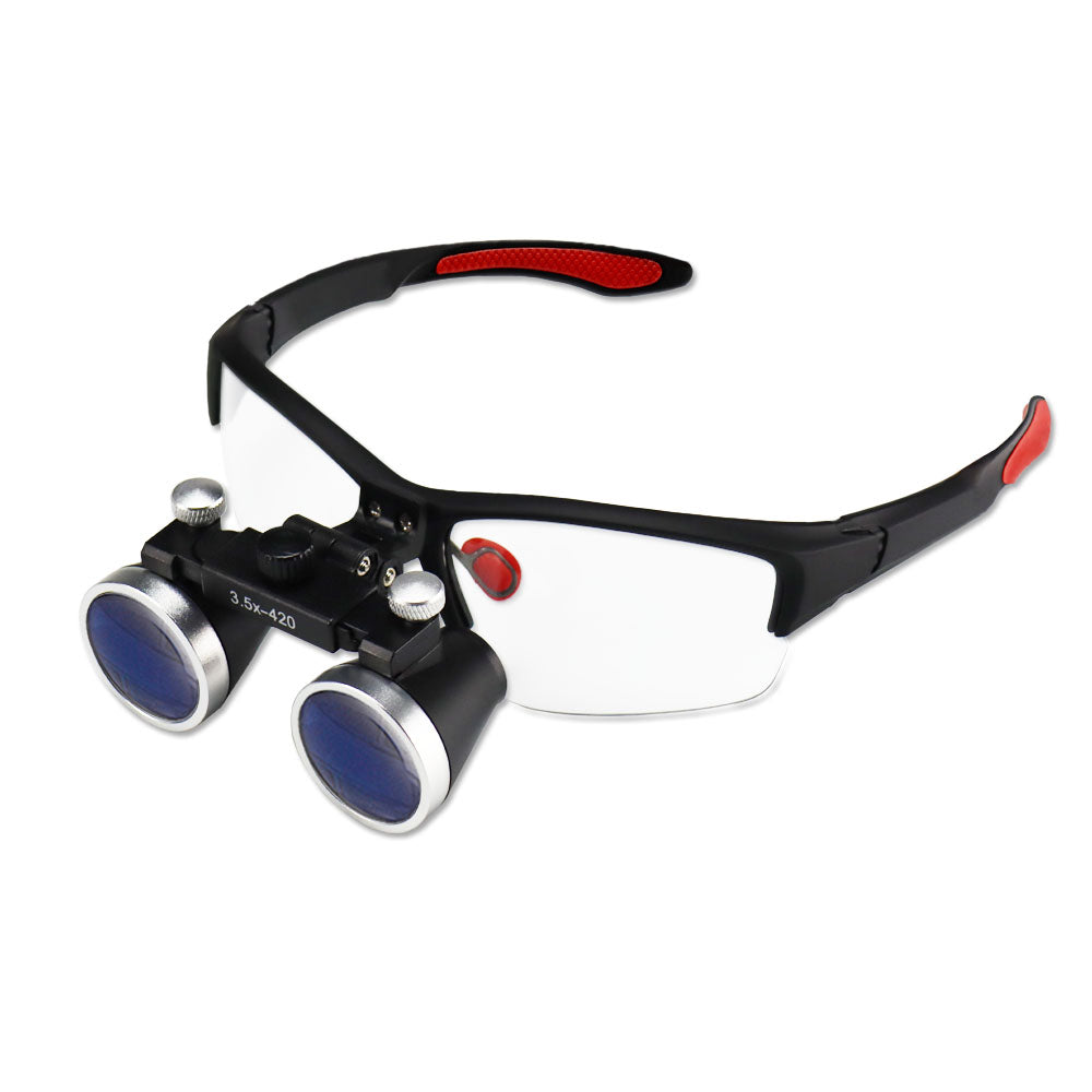 Maglass-R/B 2.5X/3.5X 420mm Dental Loupes Binocular Loupes Optical Magnifier Dental Lab Medical Loupes Magnification Binocular Headlight Headlamp 5W Bulb