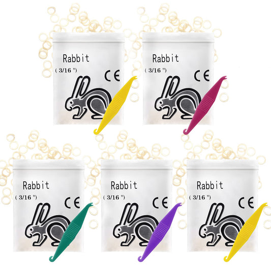 RB-5 500 Pcs Orthodontic Elastic Rubber Bands, 3/16" Size 3.5 Ounce Small Rubber Bands with Elastic Placers for Tooth Gaps, Dog Grooming Top Knots, Bows and Braids