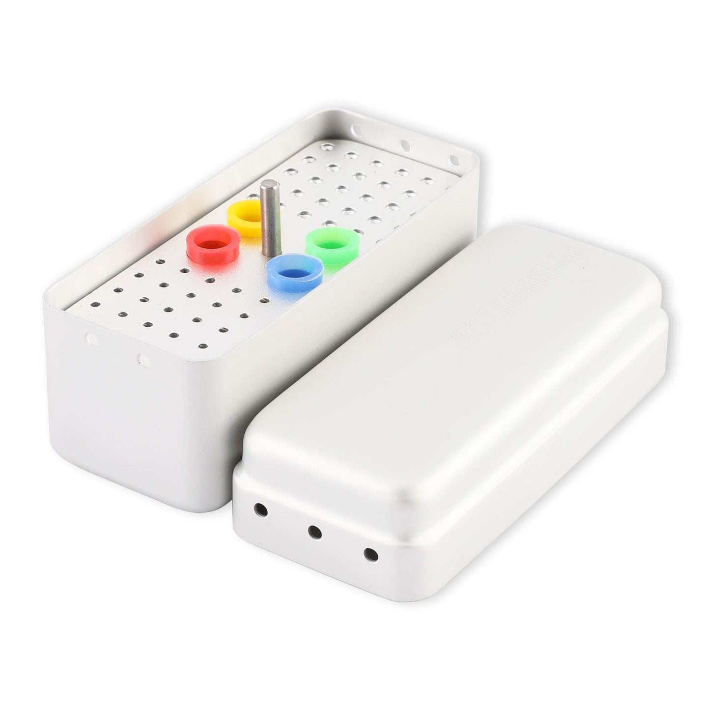 60 Holes Dental Bur Blocks with Measurable Cover Autoclavable, Aluminum Burs Case Organizer Disinfection Holder Box for Dental Lab, Dentist Tool