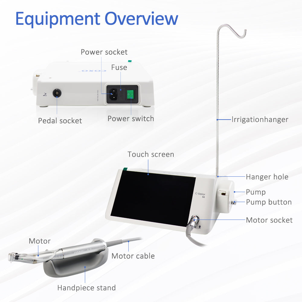 C Sailor S1  COXO Dental Implant Motor with Surgery Motor 2-in-1,LCD Color Screen ,Wireless Foot Pedal , LED Illumination,Build in Operating procedures and steps