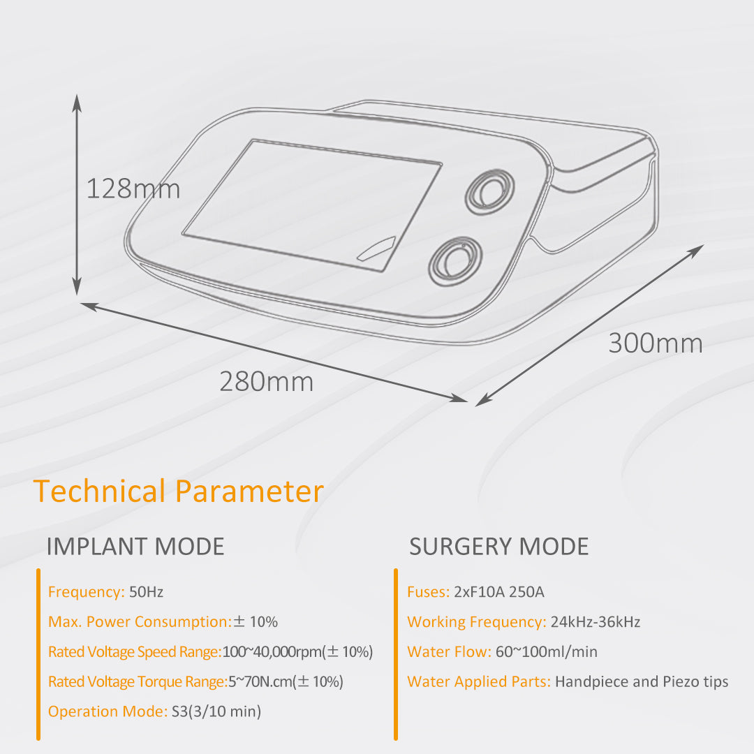 PROTECTOR PUWA Piezo I+ Ultrasonic Dental Unit with 7-Inch HD Touch Screen, LED Handpiece, 5-Rotor Peristaltic Pump and Wireless Bluetooth Foot Pedal for Dental Lab Processing and Professional Training