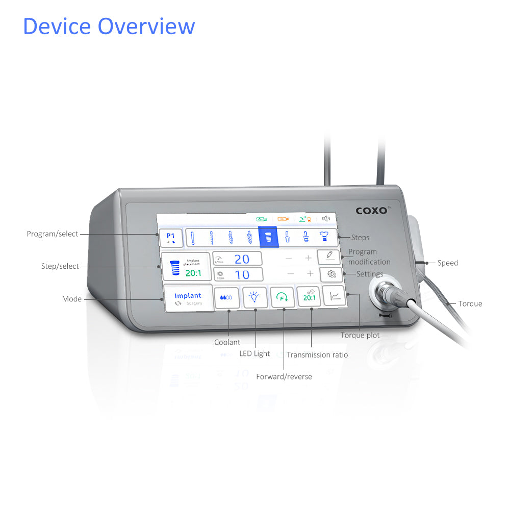 COXO Dental Implant Motor with Surgery Motor 2-in-1,C-sailor pro +  ,Wireless Foot Pedal , LED Illumination,Build in Operating procedures and steps