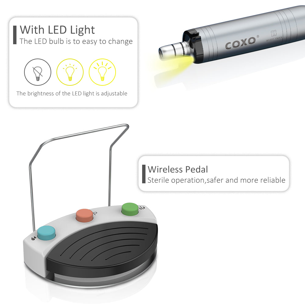 COXO Dental Implant Motor with Surgery Motor 2-in-1,C-sailor pro +  ,Wireless Foot Pedal , LED Illumination,Build in Operating procedures and steps