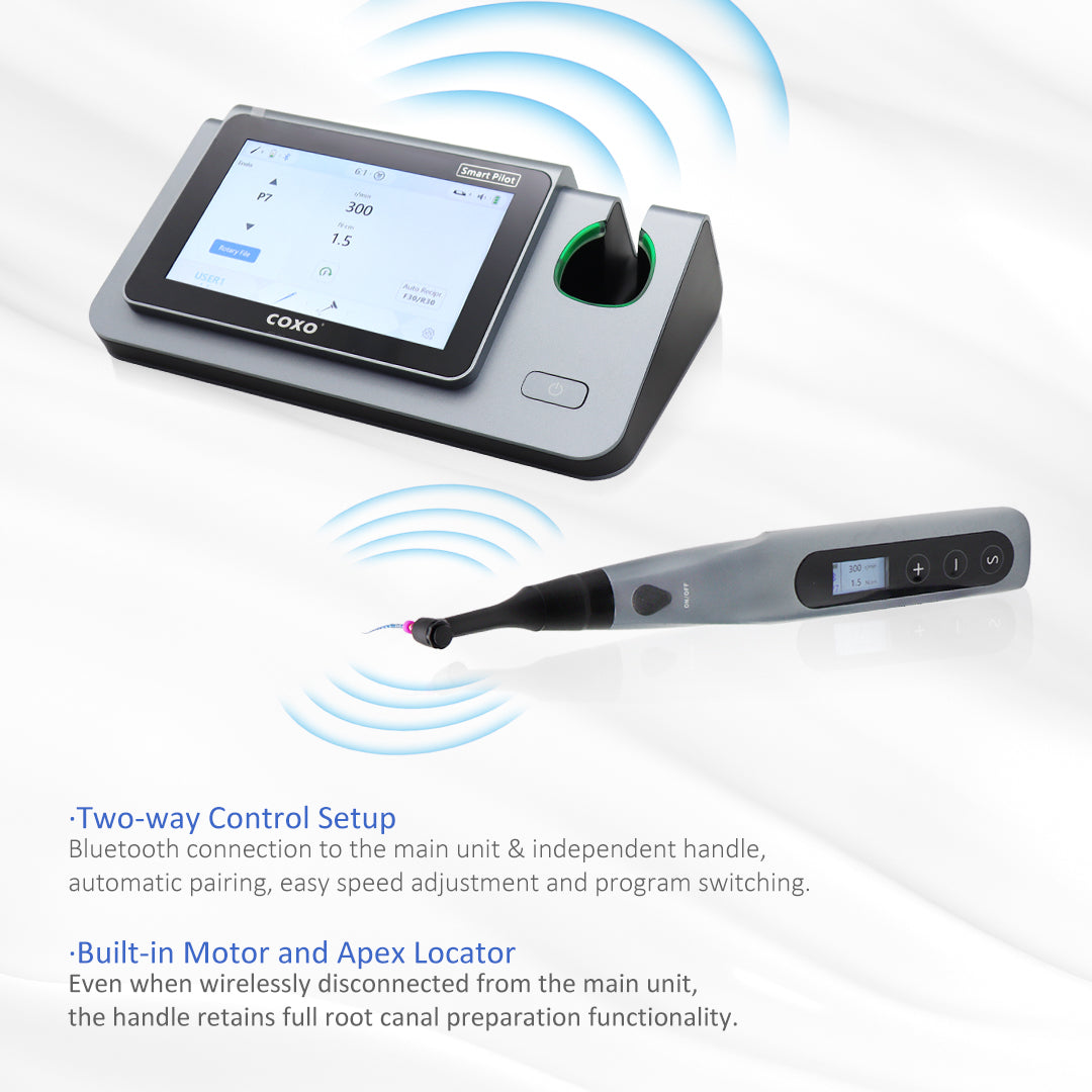 COXO Dental Wireless Bluetooth Endo motor with Apex Locator 2 in 1 C-smart Pilot with 5-inch touch screen ,build-in most of file system