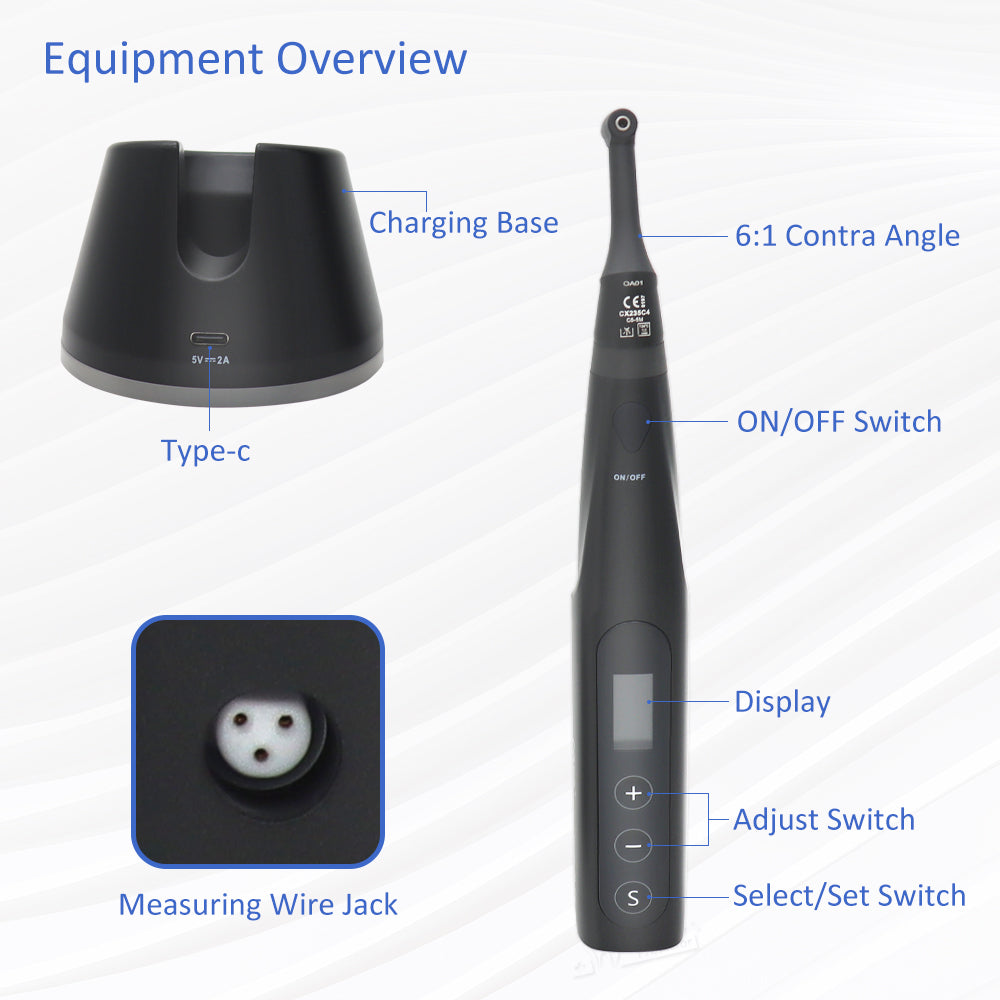 COXO C-SMART-MINI AP+ Brushless Dental Endo Motor Smart with LED Lamp 16:1 Standard Contra Angle with Apex Locator