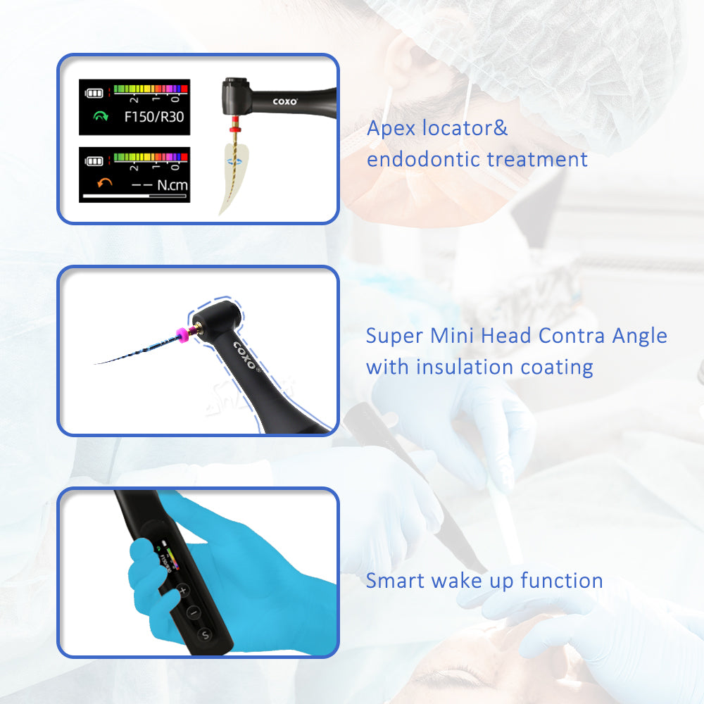 COXO C-SMART-MINI AP+ Brushless Dental Endo Motor Smart with LED Lamp 16:1 Standard Contra Angle with Apex Locator
