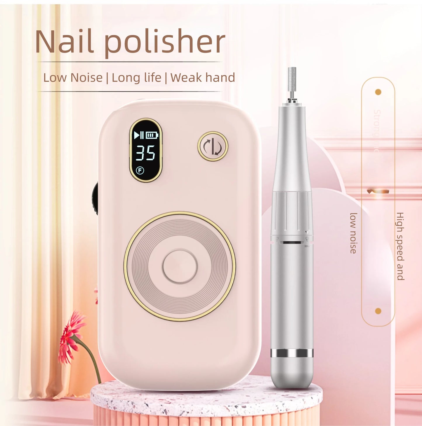 Portable Nail drill machine 35000 rpm professional rechargeable Steel Drill Manicure nail supplier