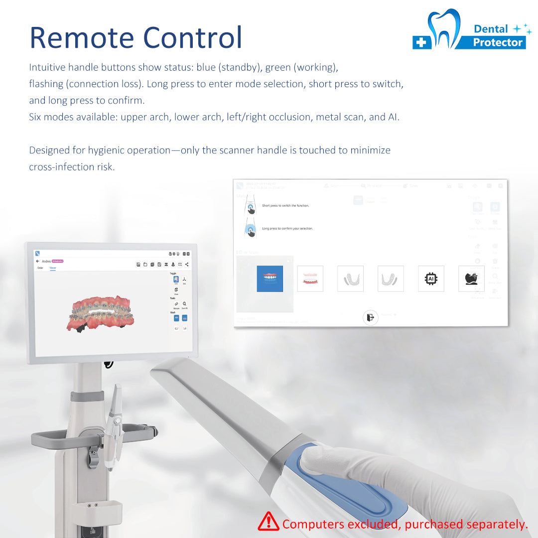 Professional Dental Intra Oral 3D Scanner Handpiece, Autoclavable Standard & Mini Scan Tips, Multi-Language Intraoral Scanner Complete Accessory Kit for Dental Lab Clinic