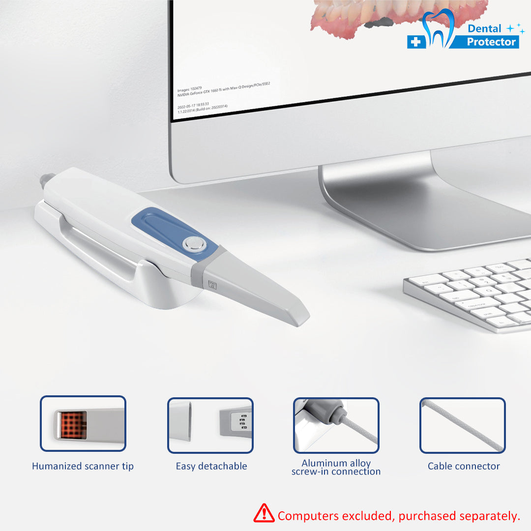 Professional Dental Intra Oral 3D Scanner Handpiece, Autoclavable Standard & Mini Scan Tips, Multi-Language Intraoral Scanner Complete Accessory Kit for Dental Lab Clinic
