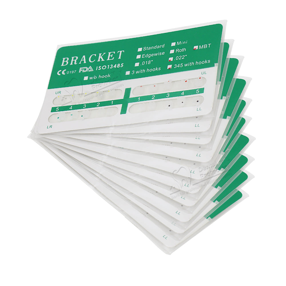 10 Packs Dental Orthodontic Brackets Ceramic Bracket Braces Dental MBT/Roth Bracket 022" Slot 345 With Hook…