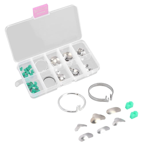100/Box Dental Section Profile Matrix, Professional Dental Filling Matrix with Dental Filling Matrix with 2 Rings, 20 Circle Wedge Orthodontic Items