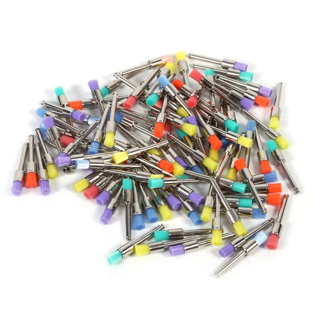 100 Pieces Colorful Dental Polishing Brush Dental Polishing Brush Flat Polisher Dental Laboratory Materials