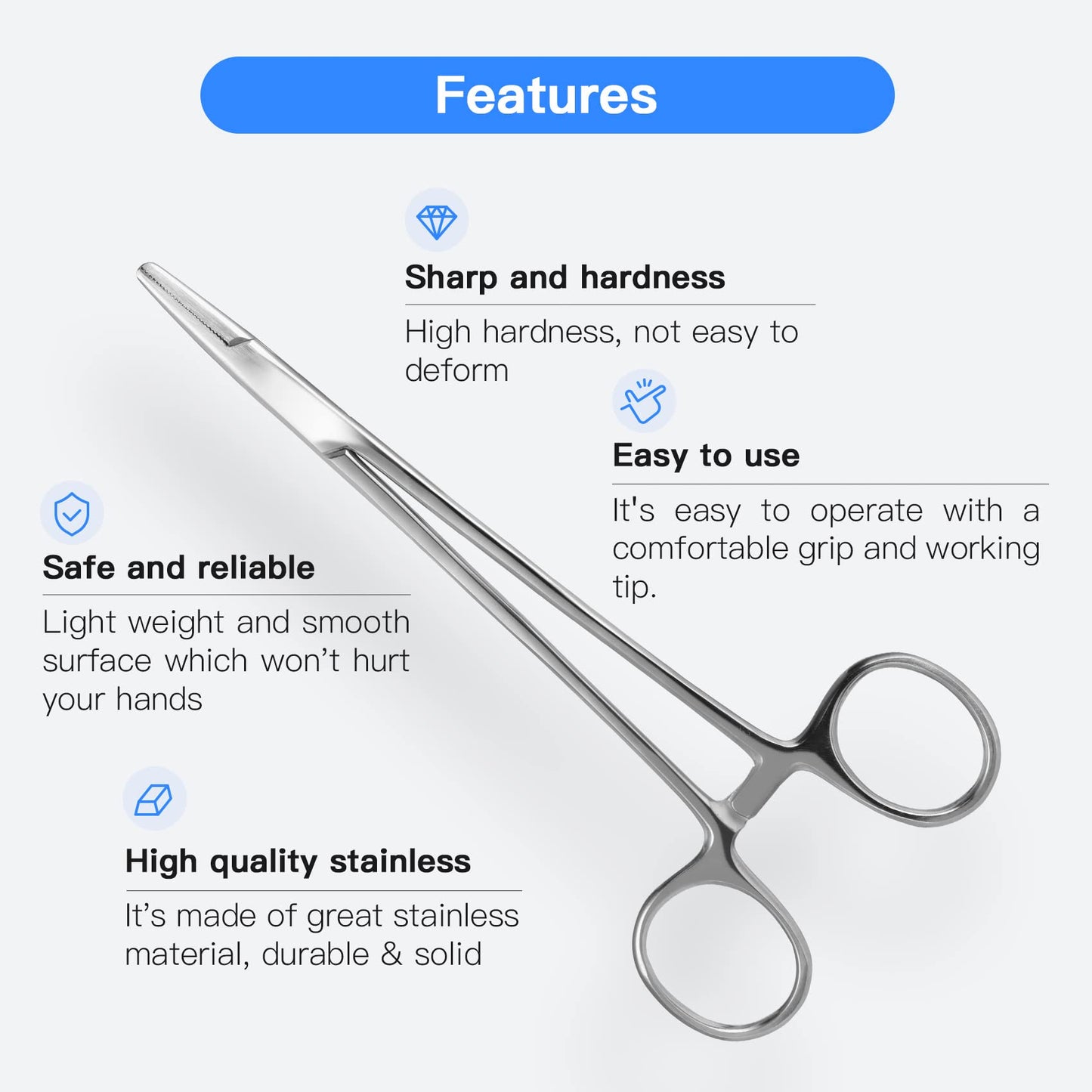 5.8" Needle Holder Clamps Needle Driver with Tungsten Carbide Cross Serrated Inserts, Protector Suture Pratice Kit Hemostat Clamps Stainless