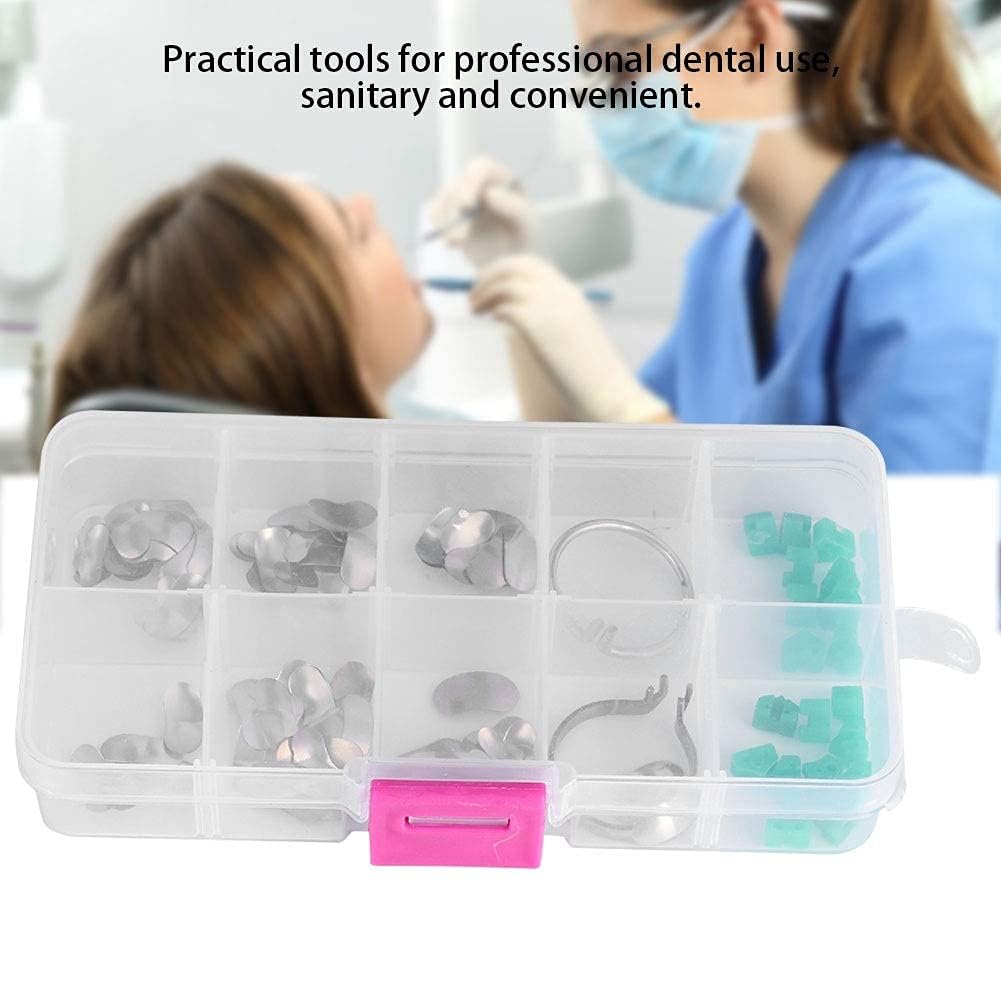 100/Box Dental Section Profile Matrix, Professional Dental Filling Matrix with Dental Filling Matrix with 2 Rings, 20 Circle Wedge Orthodontic Items