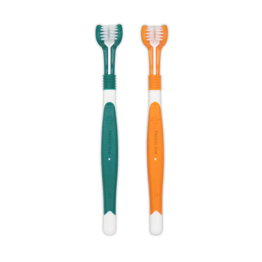 PROTECTOR Three-Sided Pet Toothbrush – 360° Surround Bristles for Dogs and Cats (Random color*10)