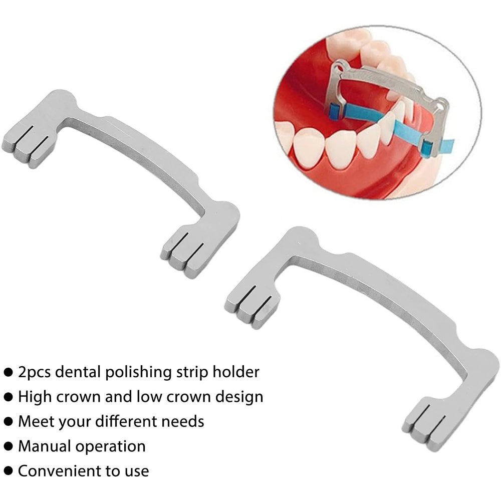 Dental Resin Polishing Strips Holder,Stainless Steel Holder for High/Low Crown Interproximal Restorative Polishing Dentist Tools Autoclavable ,2Pcs/set