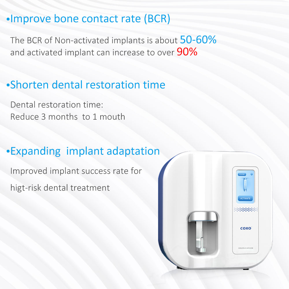 (Group purchase ,Save 200$/3500MX$ )COXO Implants UV Activator it can use vacuum ultraviolet rays to catalyze and activate the surface activity of implants. Improve the rate of osseointegration