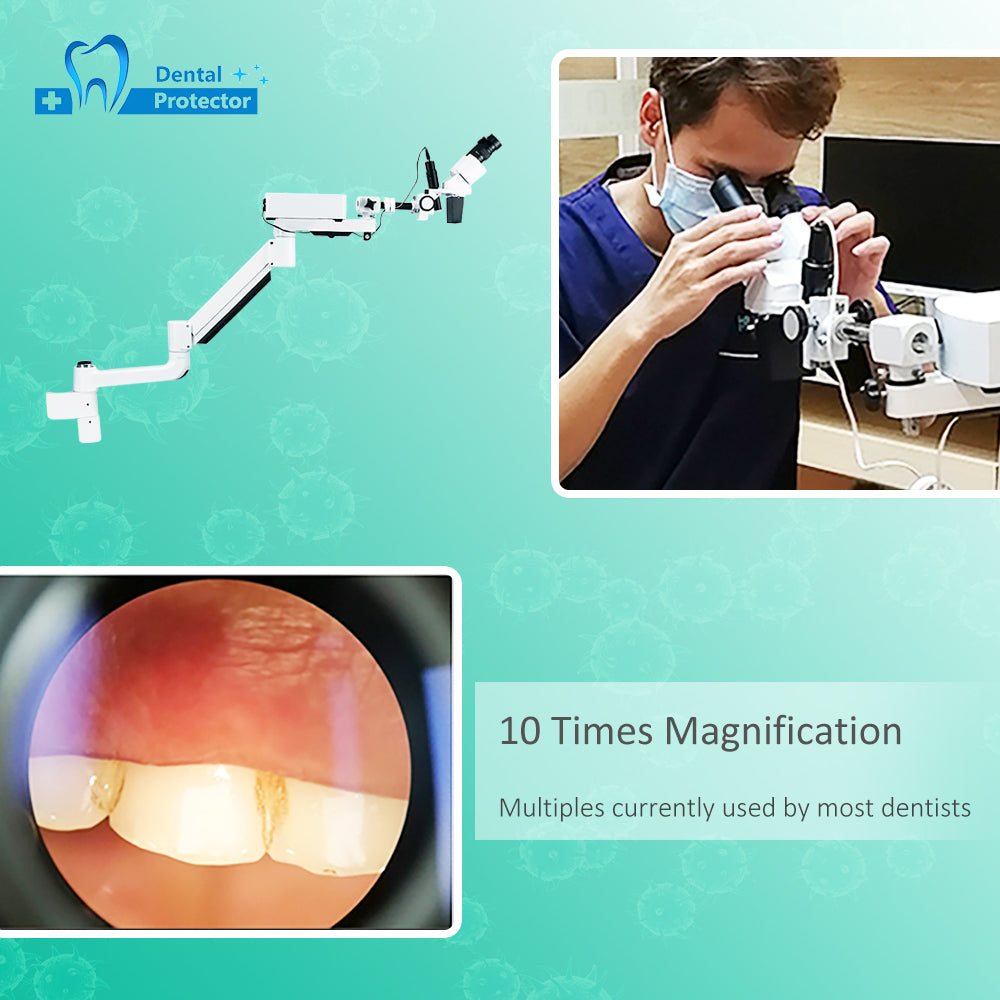 10X Magnify Dental Binocular Microscope 3W LED Rotatable for Dentists Denture Tool Dental Lab Equipment Microscope Spot Light