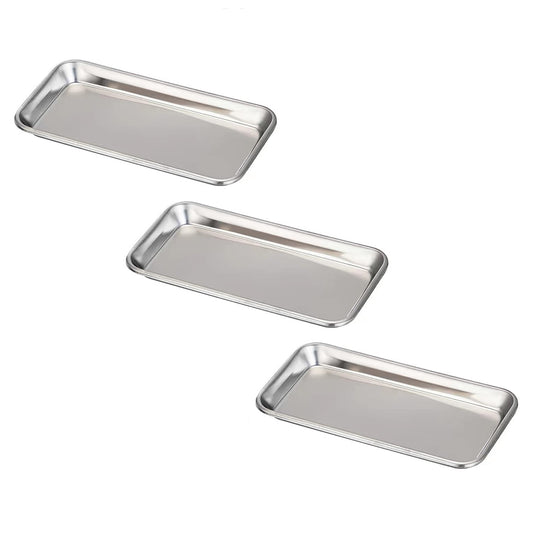 3Pack Professional Medical Surgical 304 Stainless Steel Dental Procedure Tray Thickening Lab Instrument Tools Trays