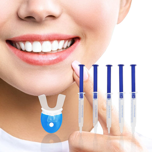 Teeth Whitening Light Kit - 5X LED Light Tooth Whitener with 35% Carbamide Peroxide, Mouth Trays, Remineralizing Gel and Tray Case - Built-In 10 Minute Timer Restores Your Smile Confidently