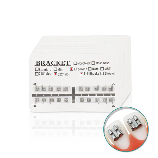 10 Sets/Pack 200 pcs of Brackets 022 inch Slot 3-4-5 Hooks Edgewise Metal Brackets Braces,Silver,3mm