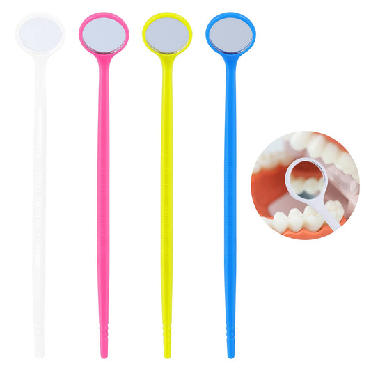 40PCS Disposable Dental Inspection Mirror with 6.3" Handle, Anti-Fog Mouth Mirror Teeth Oral Care Tools Checkers for Dentist, Household and Home Use - 4 Colors