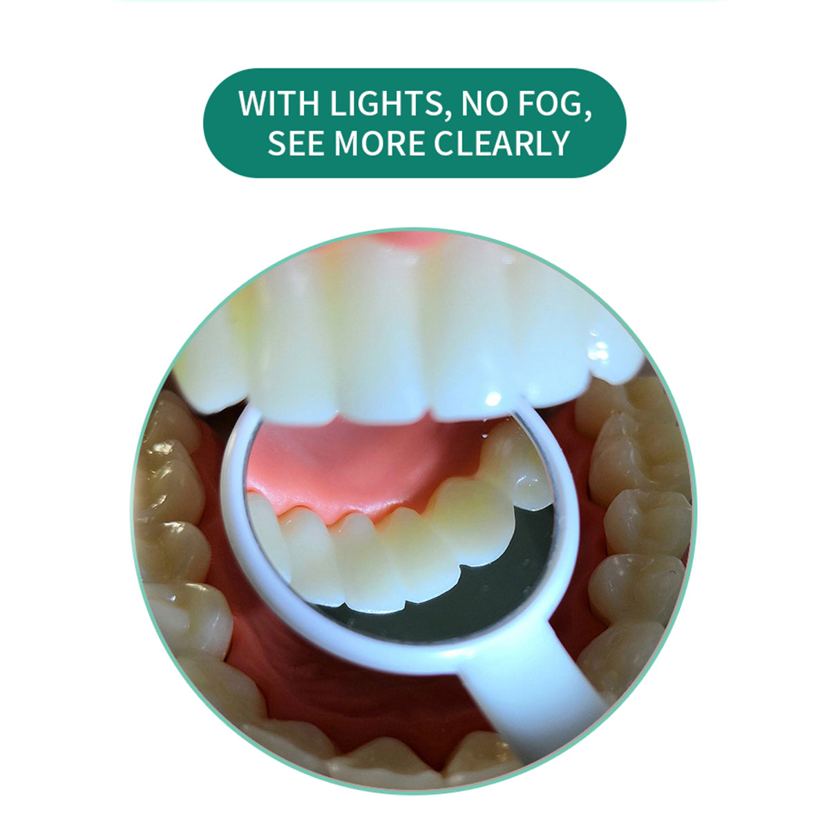 1 Pcs Dental Mirror with Light Tool LED Lighted Teeth Inspection Mirror Anti Fog Curve Angle Dentist Oral Care Tool