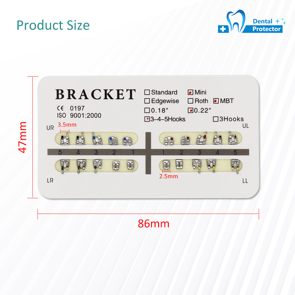 10 Sets/Pack 200 pcs of Brackets 022 inch Slot 3-4-5 Hooks Mini size MBT Metal Brackets
