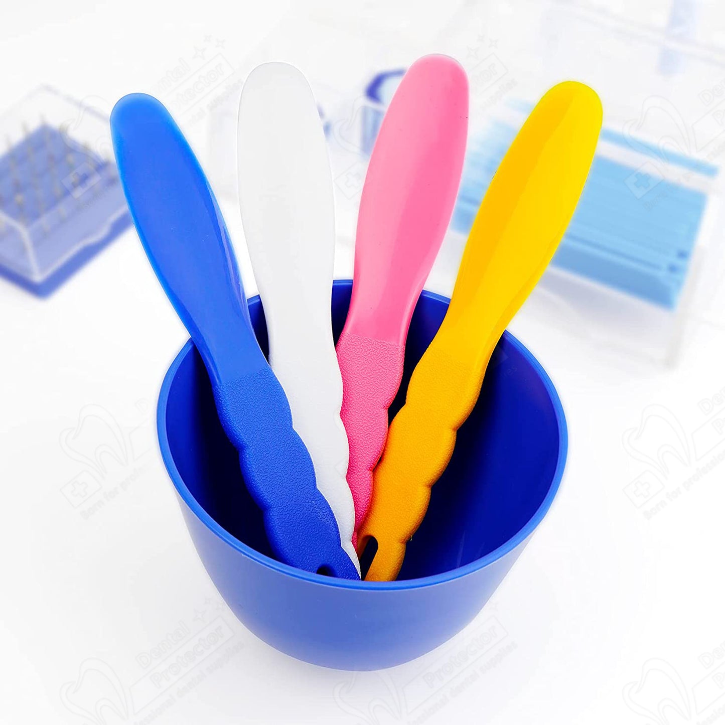 4 Pcs Dental Plastic Spatulas 7.7" for Laboratory, Dentists, Autoclavable Craft Tools for Mixing Alginate, Plaster, Stone, Impression Material - 4 Colors