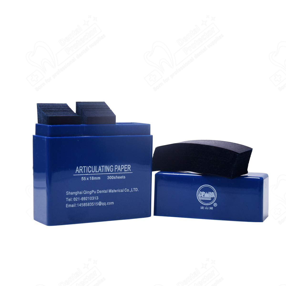 Protector Dental Articulating Paper 300 PCS, Plastic Dispenser Blue 100 Micron Bite Articulating Paper & Film Doubled Side - 55 x 18 x 0.1mm
