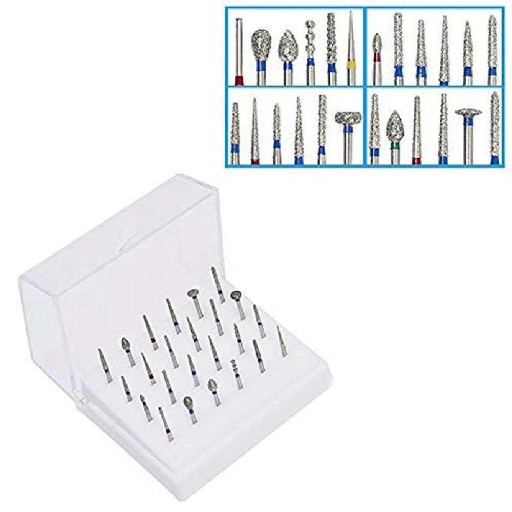 24Pcs Carborundum Polishing Drill Bits 10 Types for Tooth polishing Drill Bits, High Speed Diamond Burs Sanding Accessories
