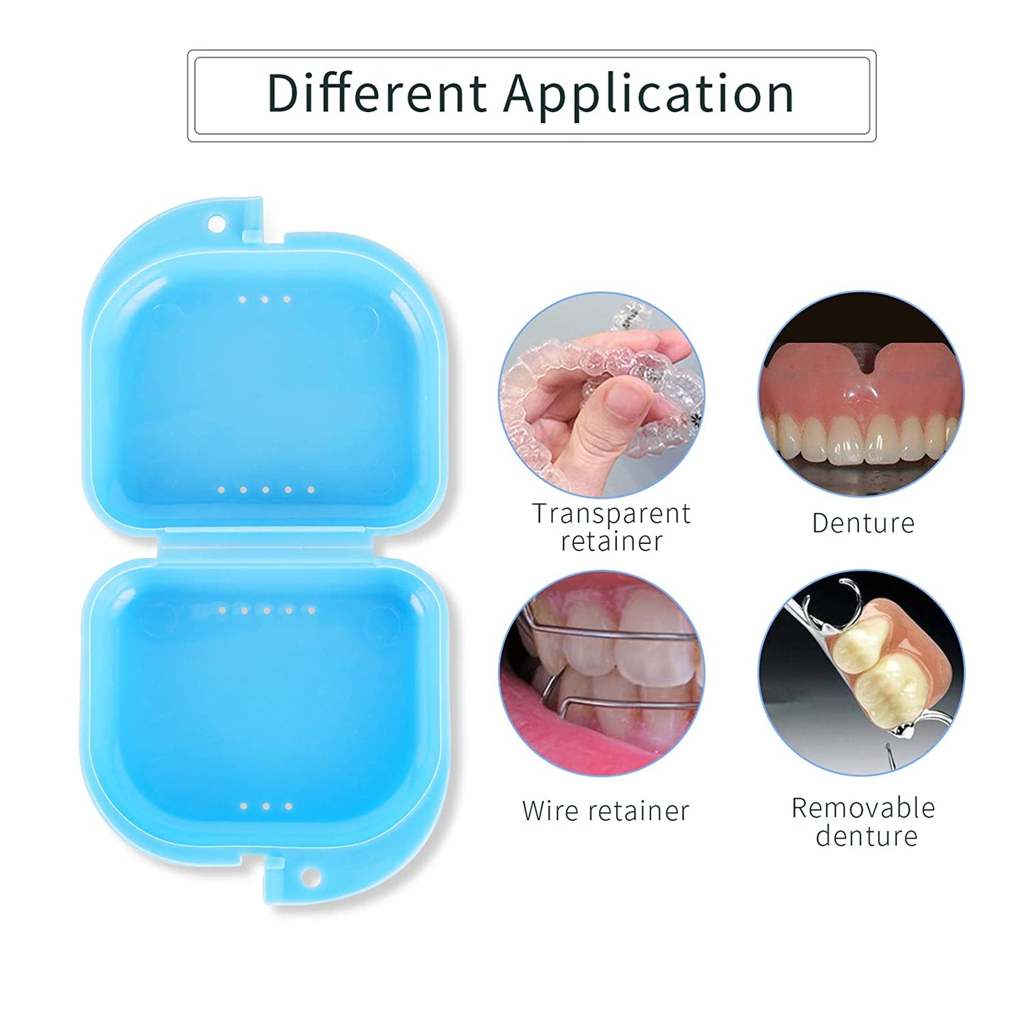 Dental Mouthguard Container Orthodontic Retainer Case with Vent Holes, Denture Holder Box Clear Aligner Case Slim for Household|Travel|Office - Bluish - Light & Easy to Carry 6 pcs in package