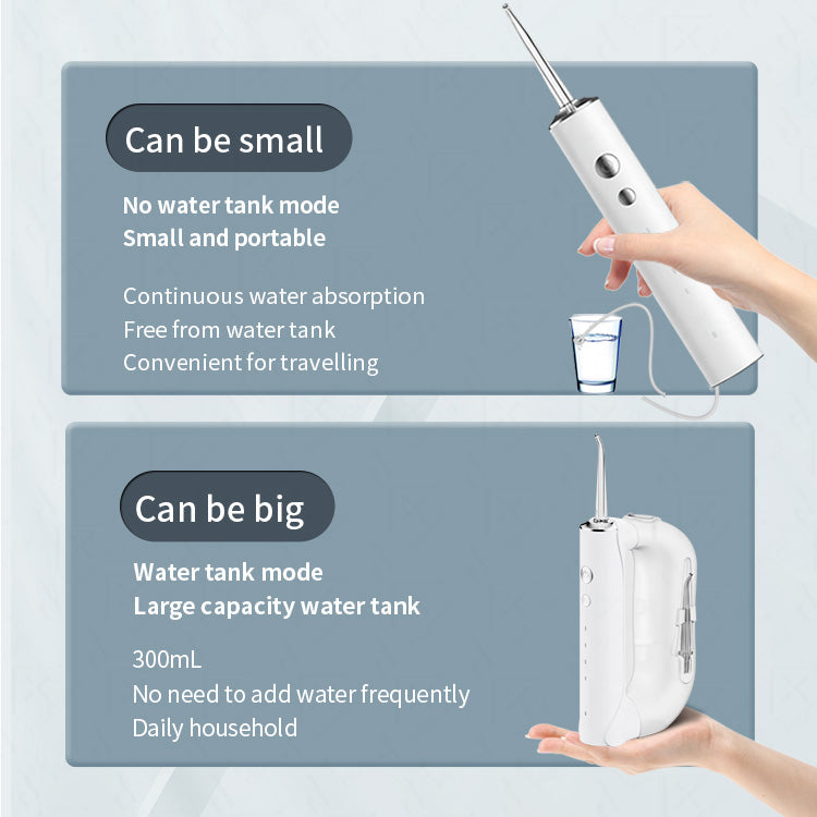 Cordless Water Flosser Portable Oral Irrigator Rechargeable Teeth Cleaner Pick for Braces & Bridges -  IPX7 Waterproof, Collapsible Water Tank for Travel and Home
