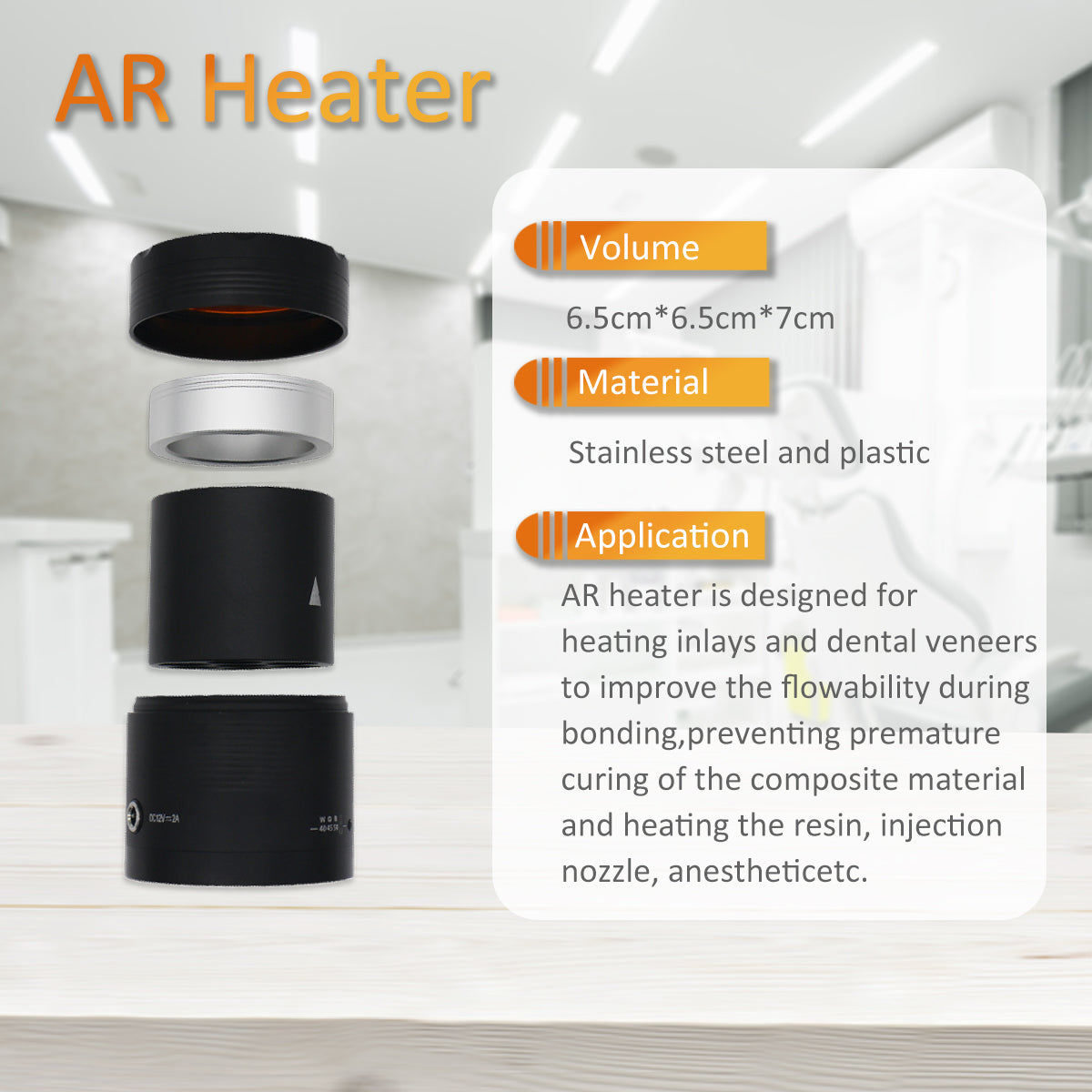 AH Dental Resin Composite Softener Heater Dental Material Warmer with Light Filter Cover 40℃/45℃/50℃ 110V