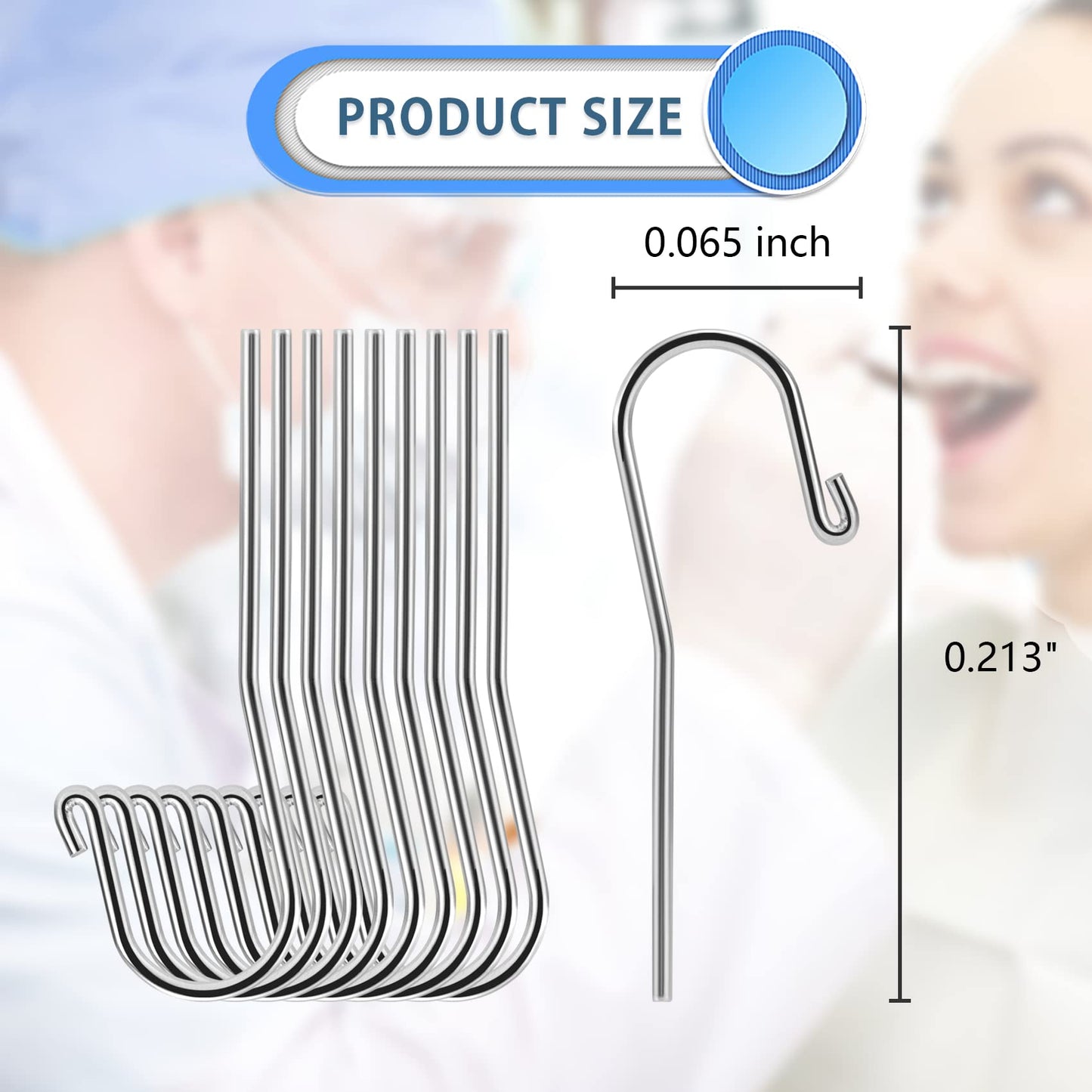 10Pcs Dental Lip Hooks for Apex Locator, Stainless Steel Tester Endo Instrument Tools Used for Dental Clinic, Lab Equipment - Acid and Rust Resistance 2 mm