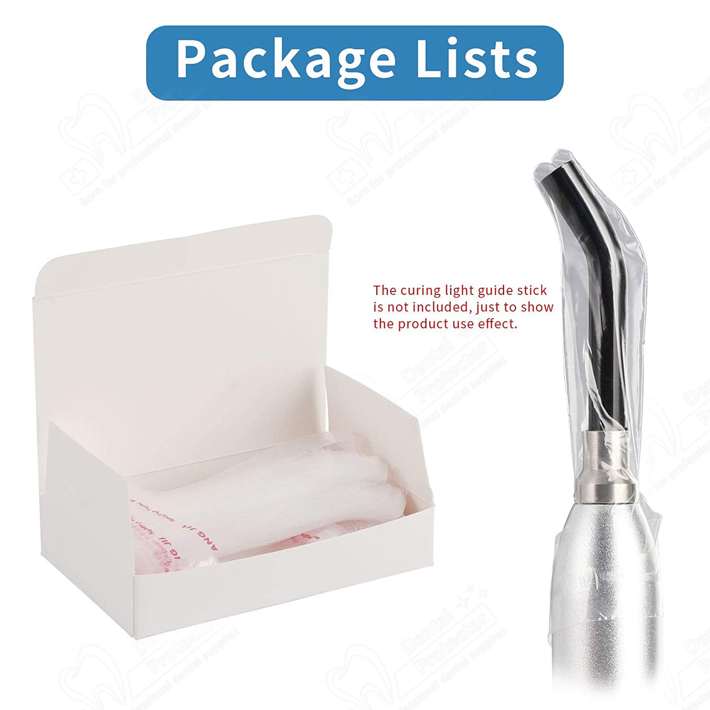 Dental Curing Light Lamp Cover Disposable LED Light Guide Sleeves 200PCS, Implant Protective Cure Covers for Curing Tips - Plastic Optic & Transparent Sheet