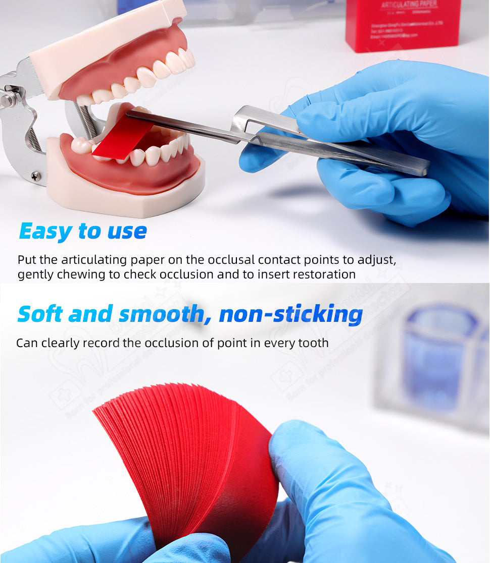 Protector Dental Articulating Paper 300 PCS, Plastic Dispenser Blue 100 Micron Bite Articulating Paper & Film Doubled Side - 55 x 18 x 0.1mm