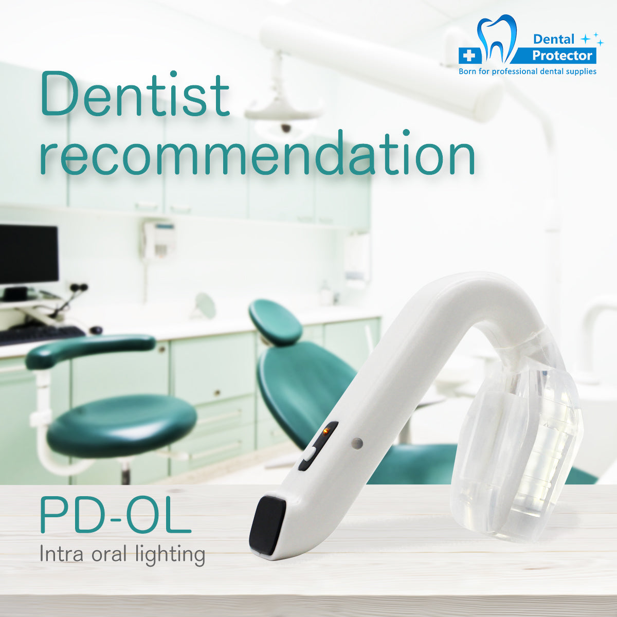 PD-OL Dentist Wireless Rechargeable Intro Oral LED Lighting Easy Bite Block Light Lamp Suction Tip