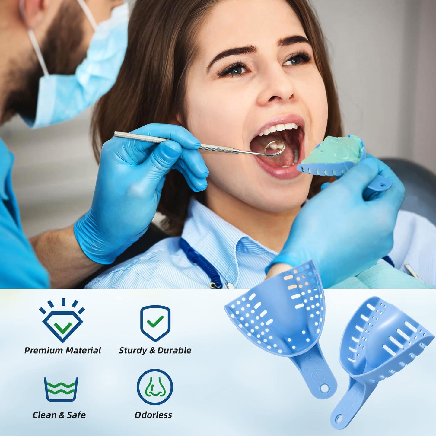 Dental Impression Trays Autoclavable 10 PCS, Perforated Impression Trays Set Plastic Teeth Holder for Dental Clinic, Lab Equipment, Dental Students