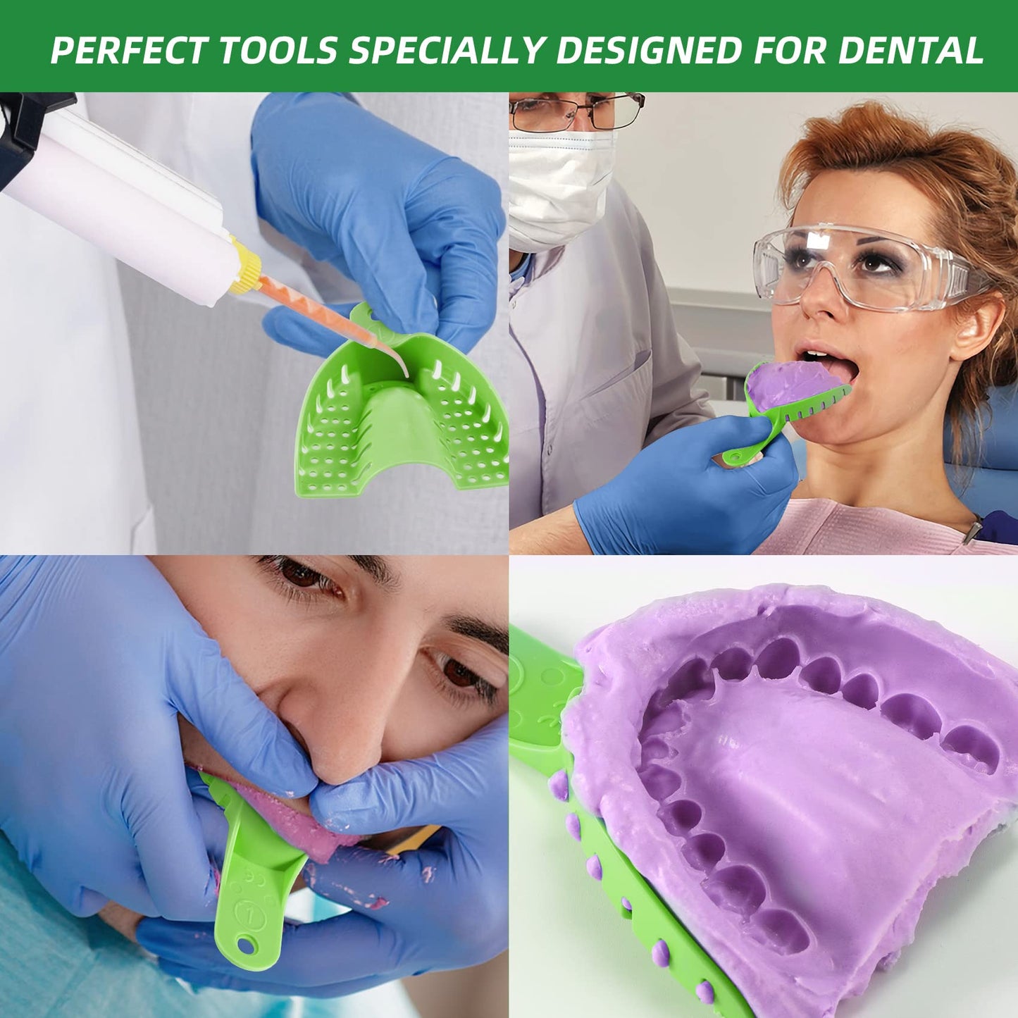 Dental Impression Trays Autoclavable 10 PCS, Perforated Impression Trays Set Plastic Teeth Holder for Dental Clinic, Lab Equipment, Dental Students