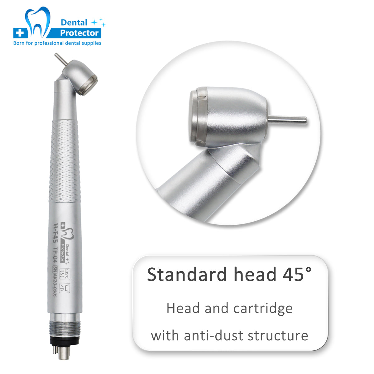 H-F45 High Speed Handpiece Dental Contra Angle 45 Degree Generator Germany Bearing