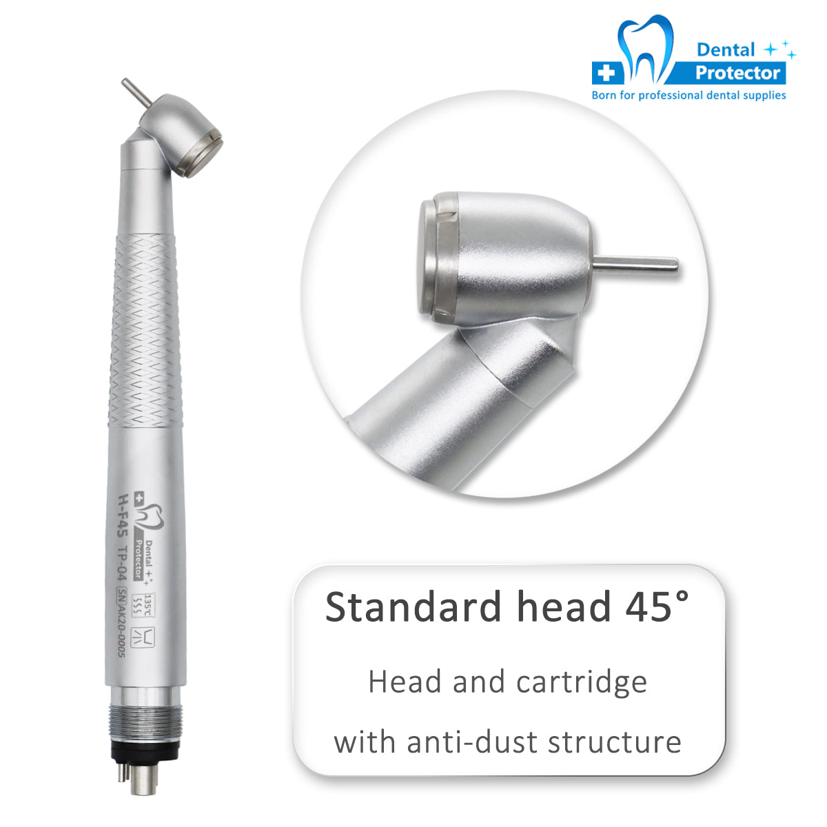 H-F45 High Speed Handpiece Dental Contra Angle 45 Degree Generator Germany Bearing