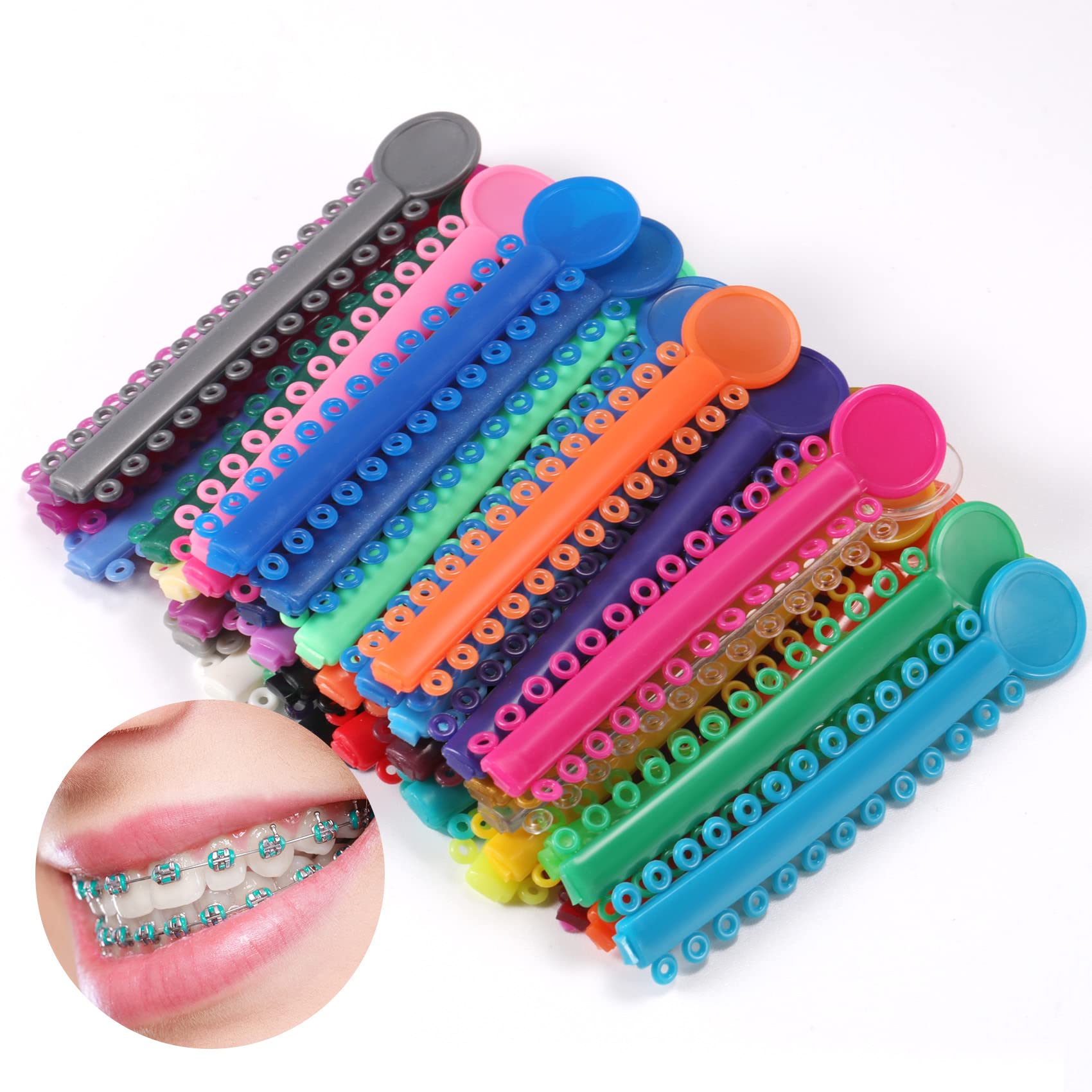 Orthodontic Ligature Ties, Multi-Color Orthodontic Elastomeric O-Rings  Braces Rubber Bands, Assorted Dental Ligature Elastic Rubber Ties, 1040 Pcs