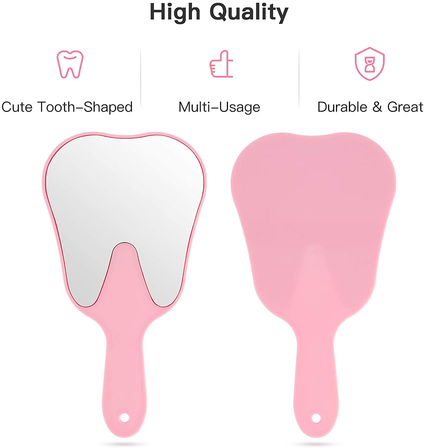 2 pcs Handheld Mirror Small with Handle , Hand Mirror Tooth-Shaped Kids Makeup Mirror Cute for Salon|Barber|Hairdressing - Easy to use & Lightweight