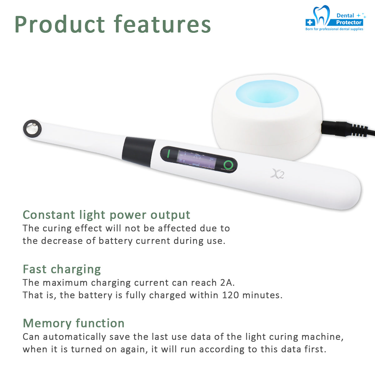 Wireless LED Dental Orthodontics Curing Light Rechargeable High Power Dentist Cure Lamp With 4 Optical Fiber
