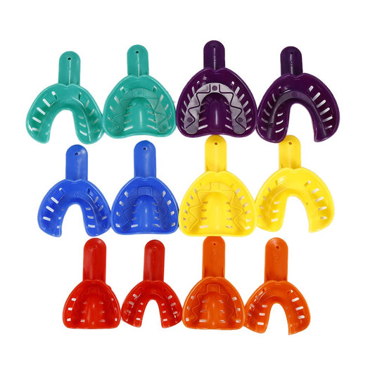 12pcs Dental Impression Trays Plastic Materials Teeth Holder Dental Central Supply for Oral Tools